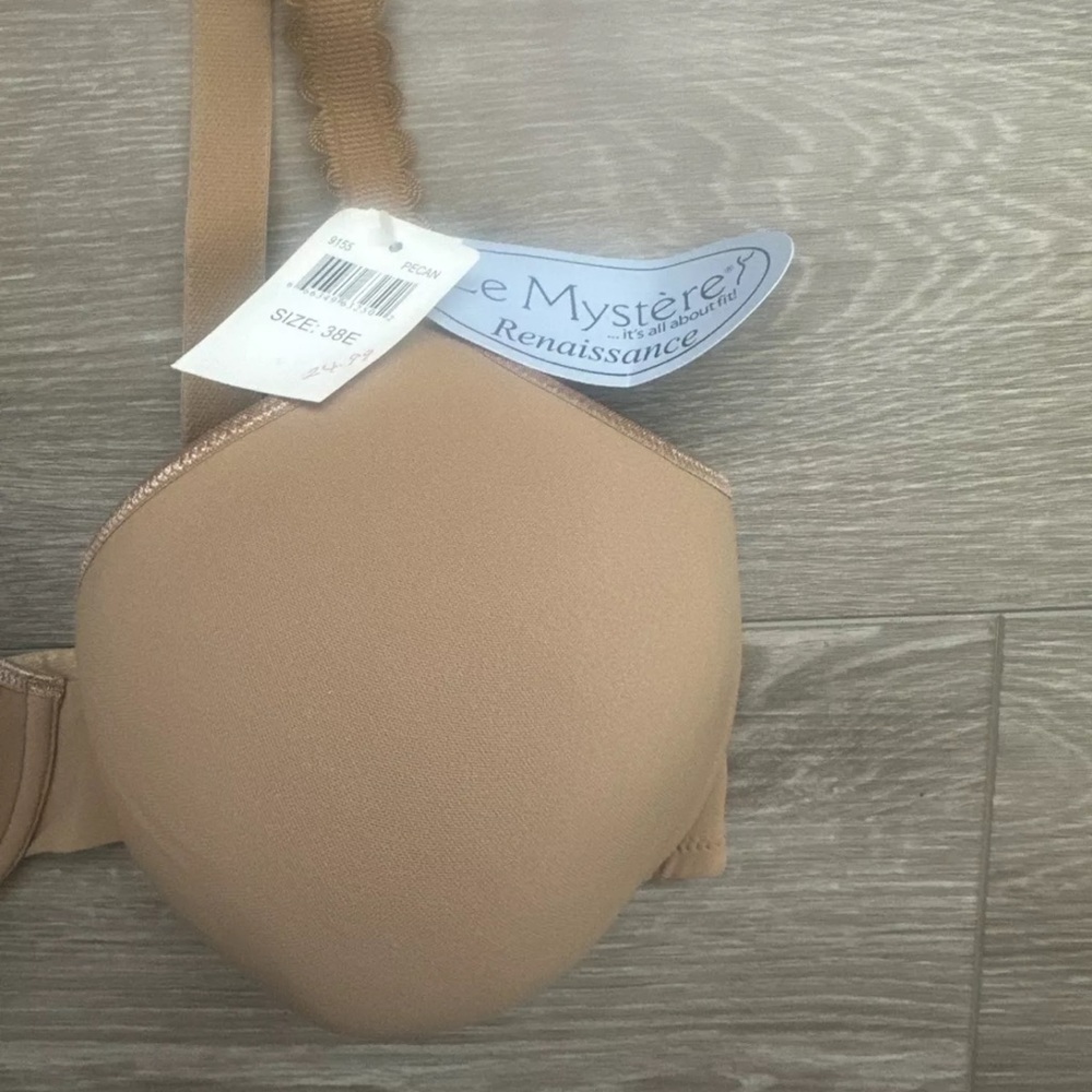 Le Mystere Scallop Strap Lined Convertible Carina Bra 38E #9155 Pecan